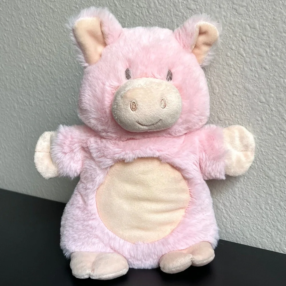 Demdaco Pink Pig Plush Hand Puppet Soft Fuzzy Farm Animal Toy  Friend Cuddle